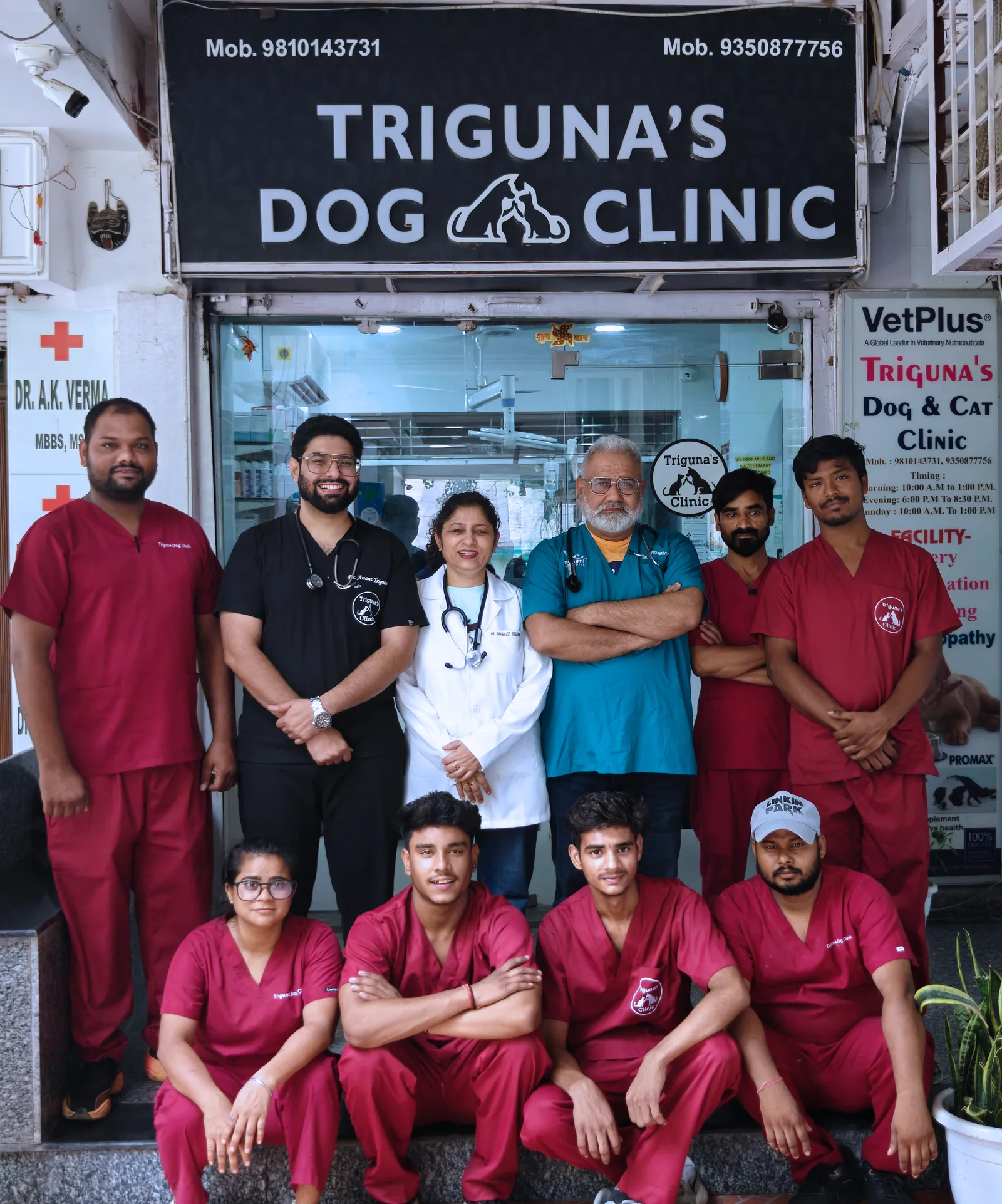 Members of the Triguna’s Dog Clinic veterinary and support team outside the Sarita Vihar clinic